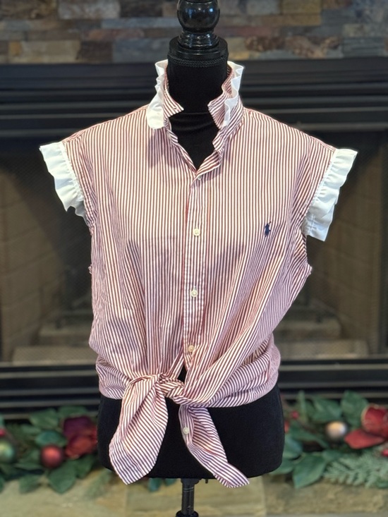 Ralph Lauren Tops - Upcycled Ralph Lauren Red & White Striped Sleeveless Shirt